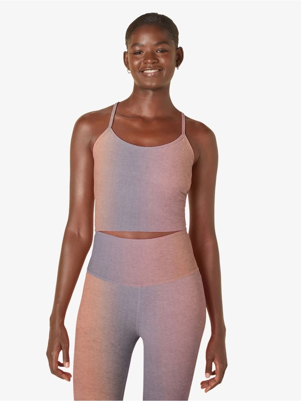SOFTMARK SLIM RACERBACK CROPPED TANK IN SILVER Medium